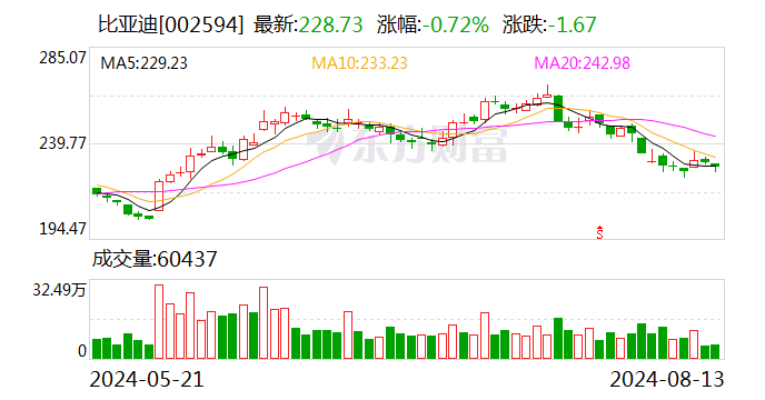 比亚迪大宗交易成交1006.41万元